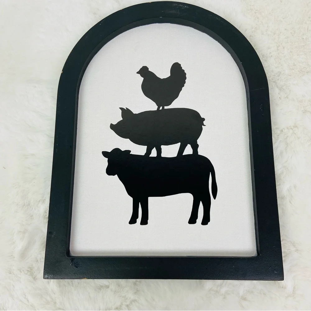 True living Farm Animal Stacked Silhouette black & white table top decor